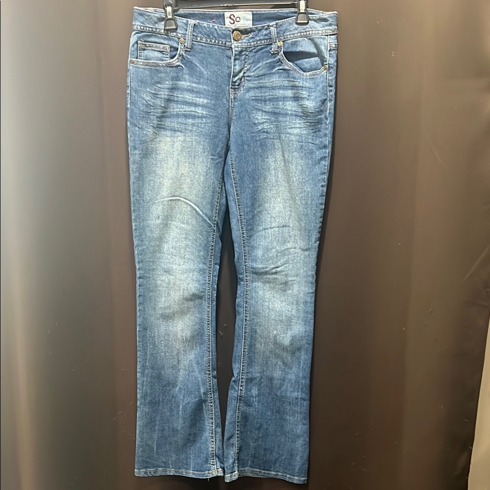 SO Blue Straight/Boot Leg Jeans Classic Style, Size 11
